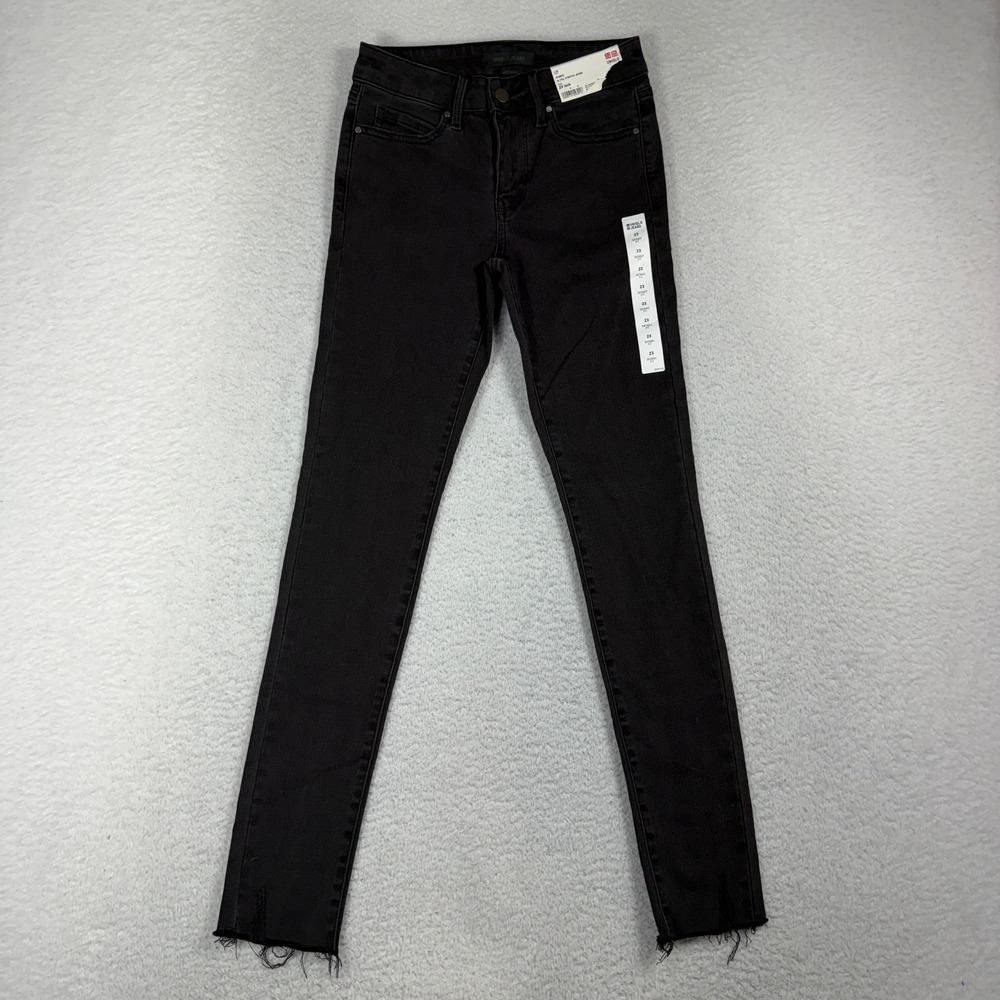 Uniqlo Jeans Womens 23 (24x28) Black High Rise Ultra Stretch Ankle Pants Cotton